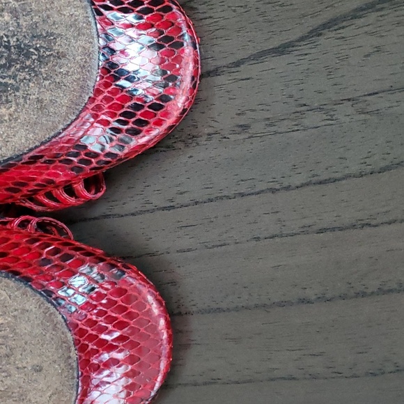 René Caovilla Snakeskin Slingback Heel Sandals, Red, 39EU (9US) - Picture 8 of 15